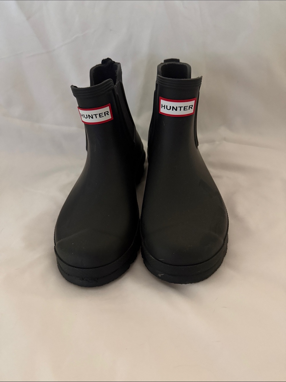 Hunter Kids Matte Black Chelsea Rain Boots with Red Logo